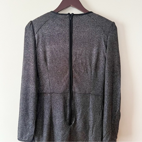 KOTON Shimmer Mini Dress Long Sleeve Party Cocktail Bodycon Black Silver M NWOT - Picture 11 of 12